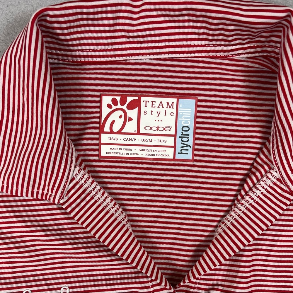 🐮 Chick-fil-A Team Style HydroChill Polo Red Stripe Women’s S Employee Uniform - Picture 2 of 7